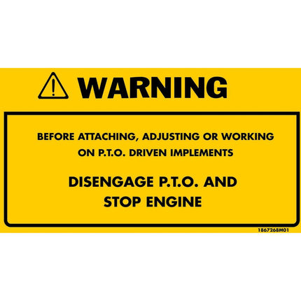 WARNING STICKER 186 X 105 TAFE FLAT MUD GUARD STY 27599